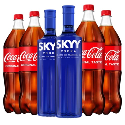 Case of 6 with Skyy Vodka 70cl and Coca-Cola Mixer Set
